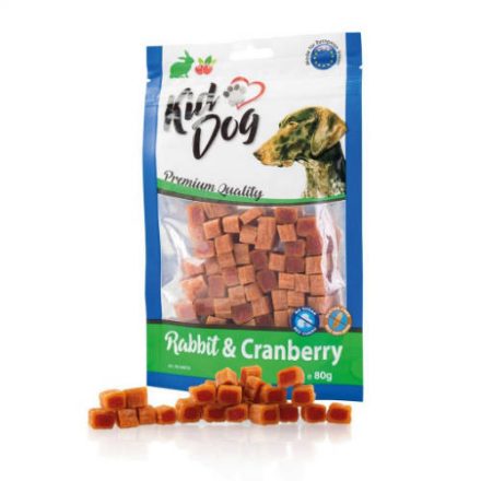 KidDog Rabbit  Cranberry - jutalomfalat (nyúlhús, vörösáfonya) kutyák részére (80g)