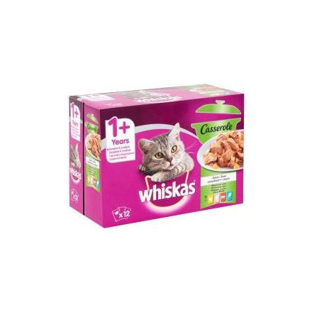 Whiskas Adult Casserole - alutasakos (csirke,lazac,tonhal,marha) aszpikban - macskák részére (12x85g)