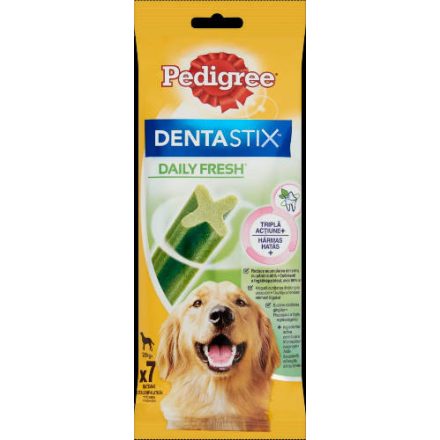 Pedigree DentaStix Daily Fresh +25kg - jutalomfalat (fogtisztító, zöld tea-eukaliptuszolaj) Nagytestű kutyák részére (7db/270g)