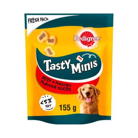 Pedigree Tasty Minis Chewy Slices - jutalomfalat (marha, baromfi) kutyák részére (155g)