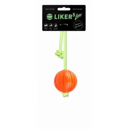 LIKER5 Lumi Ball with Fluoresence rope - játék (labda, fluoreszkáló kötéllel) kutyák részére (Ø5cm)