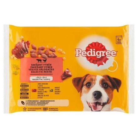 Pedigree Vital Adult - Nedves eledel (baromfi-,marha,-máj aszpikban) kutyák részére (4x100g) 13db/#