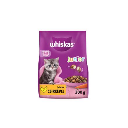 Whiskas Junior (2-12months) - Szárazeledel (csirke) kölyökmacskák részére (300g)