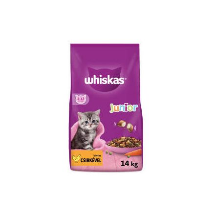 Whiskas Junior (2-12months)  - Szárazeledel (csirke) kölyökmacskák részére (14kg)