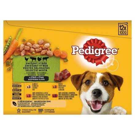 Pedigree Vital Adult - Nedves eledel (csirke-,marha+máj,-marha+bárány,-pulyka aszpikban) kutyák részére (12x100g)