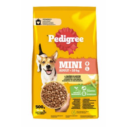 Pedigree Mini Adult <10kg  - Szárazeledel (Baromfihússal és zöldsággel) felnőtt kutyák részére (500g)