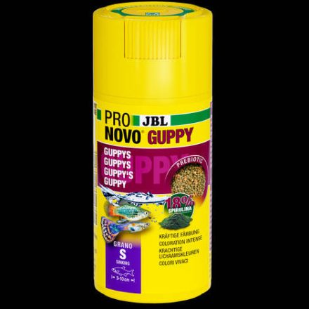 JBL Pronovo Guppy Grano S - Akváriumi alaptáp granulátum S-es méretben guppiknak és más díszhalak részére 3-10 cm-ig (100ml/56g) CLICK