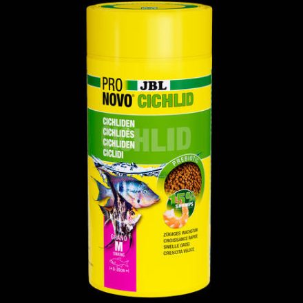 JBL Pronovo Cichlid Grano M - Alaptáp granulátum közepes méretű, 8-20 cm-es sügérek számára (1000ml/520g)