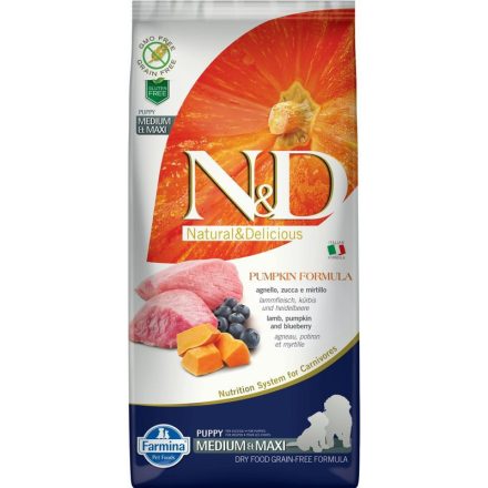 N&D Dog Grain Free bárány & áfonya sütőtökkel puppy medium/maxi 12kg